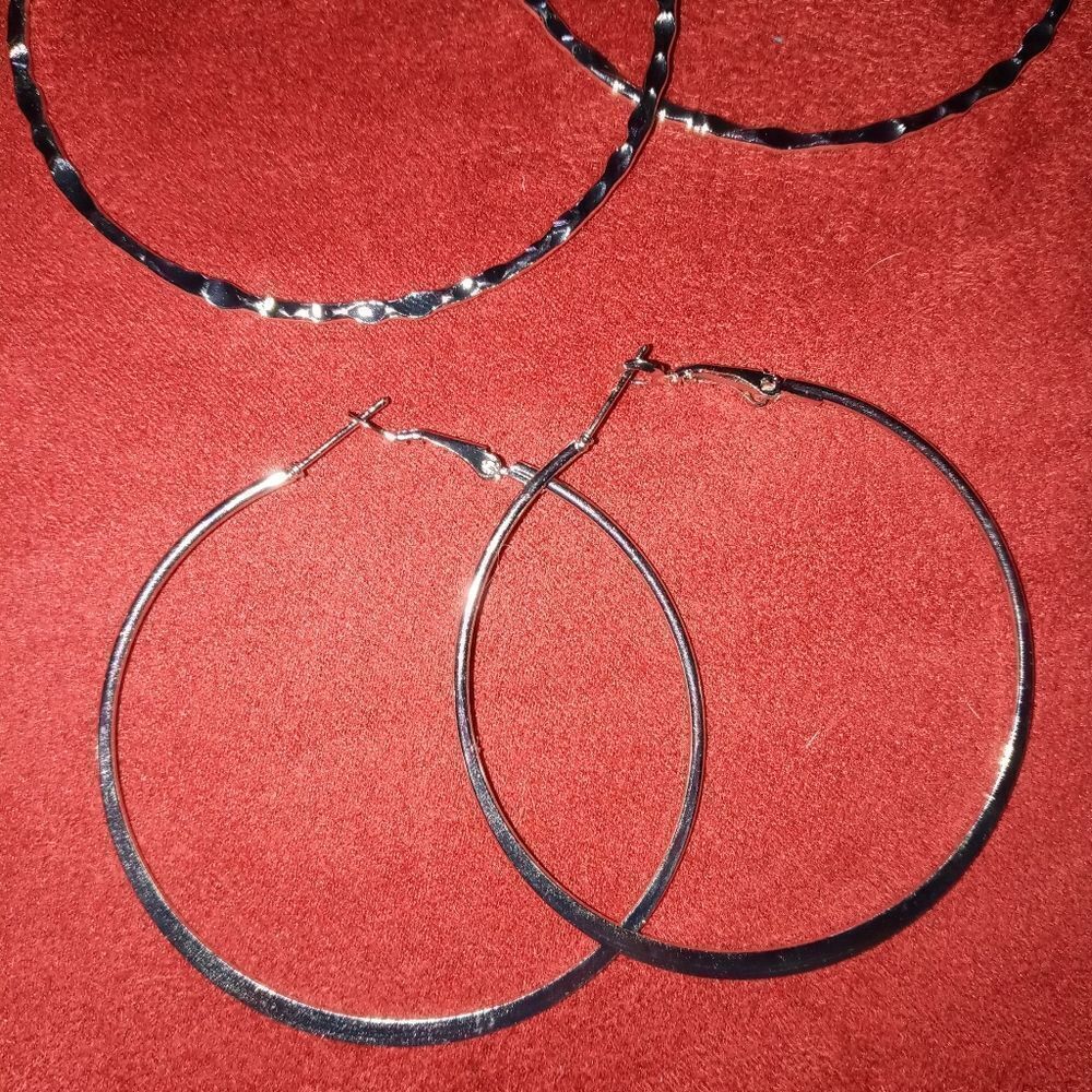 Cubic zirconia golf Or Silver Pair Of hoops - Picture 6 of 10